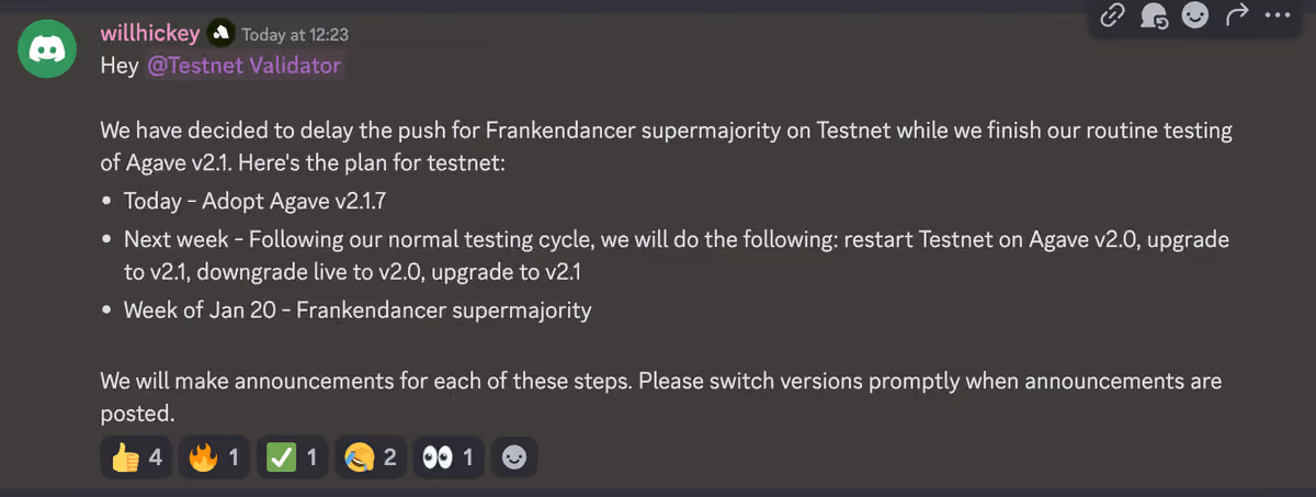 client testing schedule