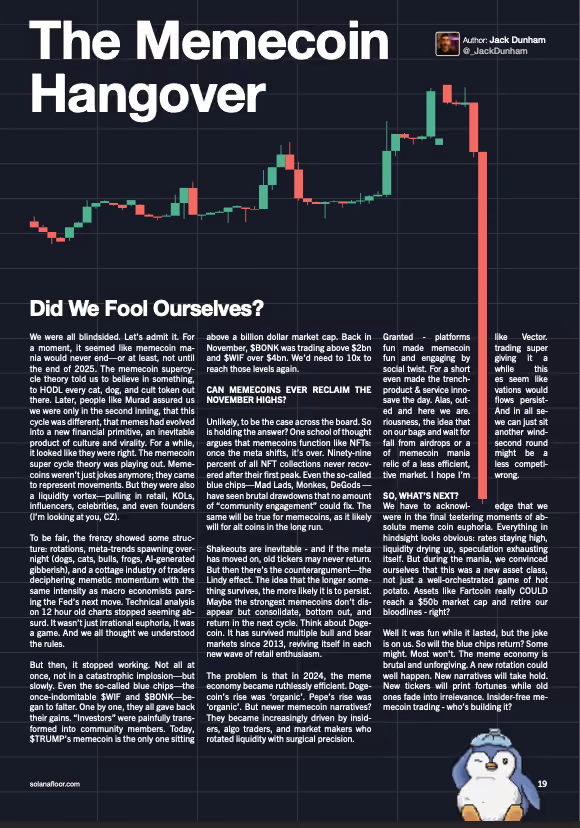 13 Solana Floor Magazine the Memecoin Hangover